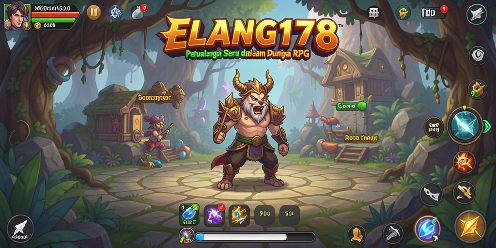 Tangkapan layar ELANG178 menunjukkan aksi pertarungan yang seru dan grafis RPG yang mengagumkan.