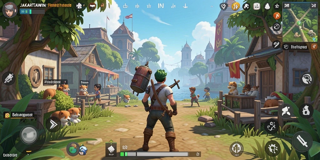 Tampilan menakjubkan dari gameplay JAKARTAWIN di dunia terbuka.