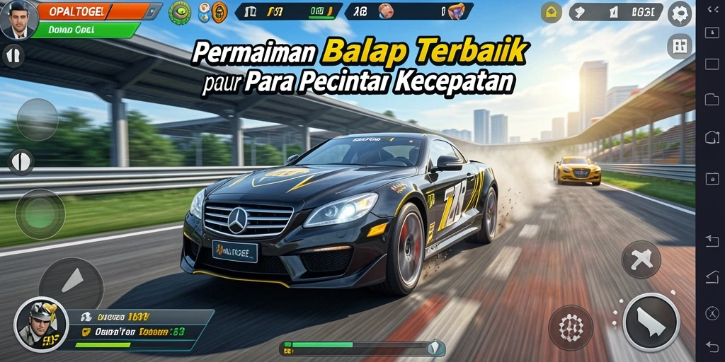 Screenshot OPALTOGEL menunjukkan intensitas balapan di lintasan malam.